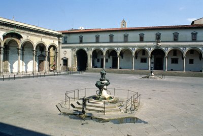 View of the loggia of the Ospedale degli Innocenti, built c.1420 by Filippo Brunelleschi